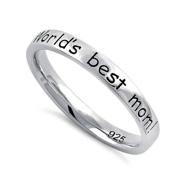 Sterling Silver "World's best mom!" Ring New - Picture 1 of 4